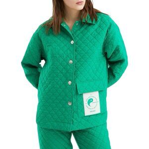 Nocturne Oversized Quilted Jacket - Green - Size Small